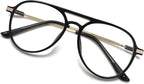 Stylish Pilot Frame Reading Glasses Plastic Double Bridge Blue Light Blocking Readers Eyeglasses for Women Mens