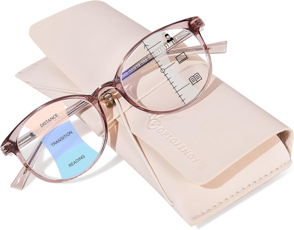OPTOFENDY Progressive Multifocal Reading Glasses for Women Men, TR90 Fashion Blue Light Computer Readers