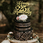 Glitter Happy 25th Anniversary Cake Toppers -Wedding Anniversary Party Decorations,25th Wedding Anniversary, Company Anniversary Party, Birthday Party Decorations (golden)