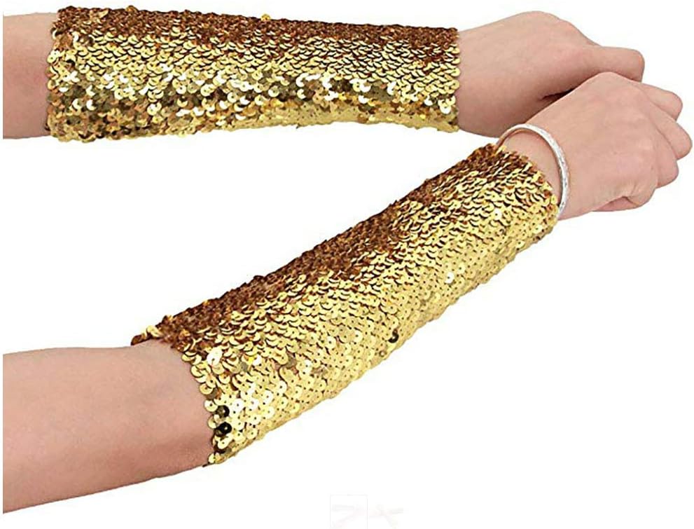 RARITYUS Sparkle Oversleeves Sequin Arm Sleeve Shiny Stretchy Elbow Cuffs for Performance Cosplay Halloween Costume