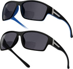 2 Pack Bifocal Sunglasses for Men with Built-in Readers, TR90 Frame UV400 Protection Wrap Around Reading Sun Glasses for Outdoor Sports, Driving & Fishing(2.5x)