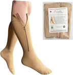 Presadee Premium Closed Toe 20-30 mmHg Firm Compression Zipper Leg Pain Socks (Beige, L/XL)