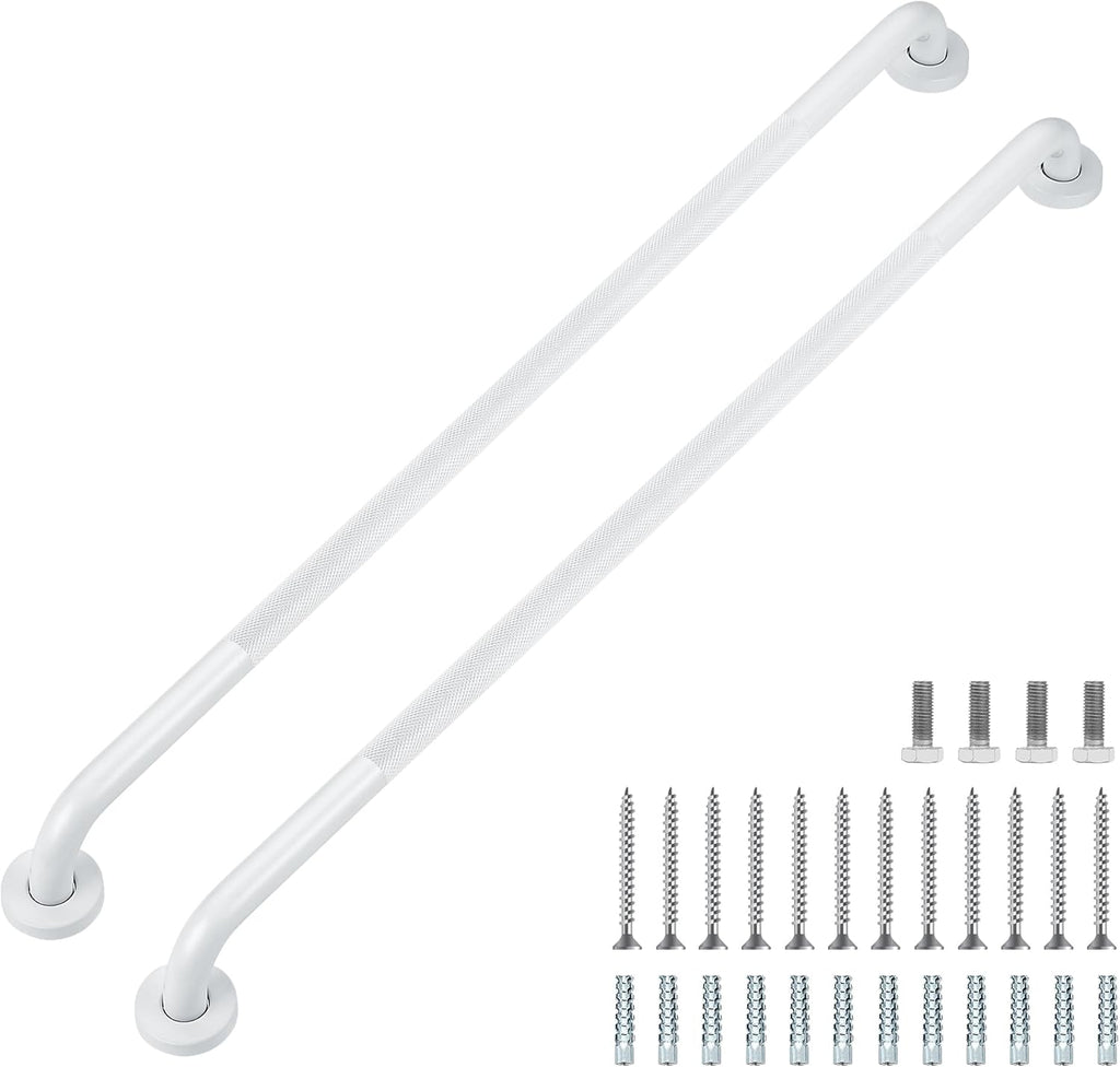 Grab Bars for Shower, 2 Pack 36-Inch Anti Slip Shower Handles for Elderly, Safety Shower Grab Bar, Stainless Steel Handicap Grab Bars for Bathroom (White 1" Diameter)