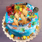 Charniol 32 Pcs Pirate Ship Cake Topper Nautical Sailboat Model Decoration Set Gold Coins Pirate Gems Treasure Telescope for Birthday Party Supplies