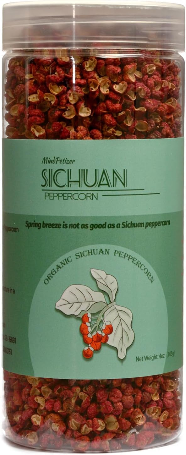 Sichuan Peppercorns Whole Organic 4OZ-Authentic Szechuan Red Peppercorns for Grinder Refill, Fresh Strong Flavor Seasoning for Chinese Dishes Mapo Tofu, Kung Pao Chicken less Seed(113g)