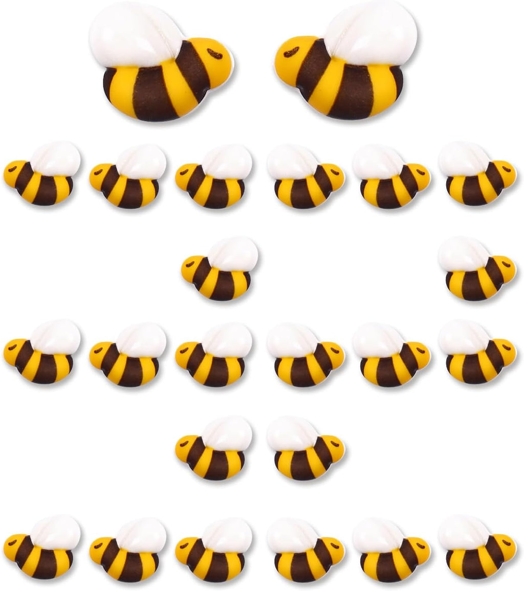 Royal Icing & Candy Bee Sprinkles - 32pcs Cake Decoration Set for Cupcakes, Macarons & Cakecicles - Perfect for Bee & Spring Themed Parties