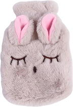 Cute Rabbit Hot Water Bottle with Cover, Detachable Stuffed Animal Warm Water Bag,Leakproof PVC Warm Bag for Period Pain & Muscle Relief (Beige)
