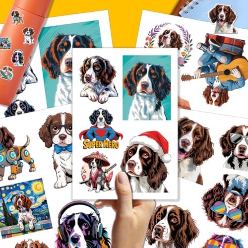 20PCS Springer Spaniel Stickers – Cute Puppy Waterproof Vinyl Decals for Dog Lovers, Pet Owners & Kids, Laptops, Water Bottles, Journals, Scrapbook