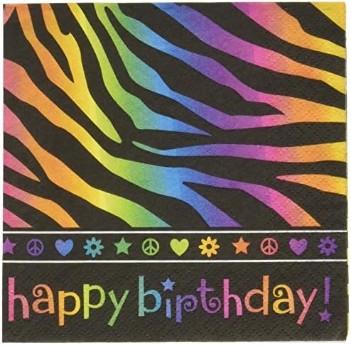 Amscan 509506 Beverage Napkins | Neon Collection | 16 pcs | Birthday