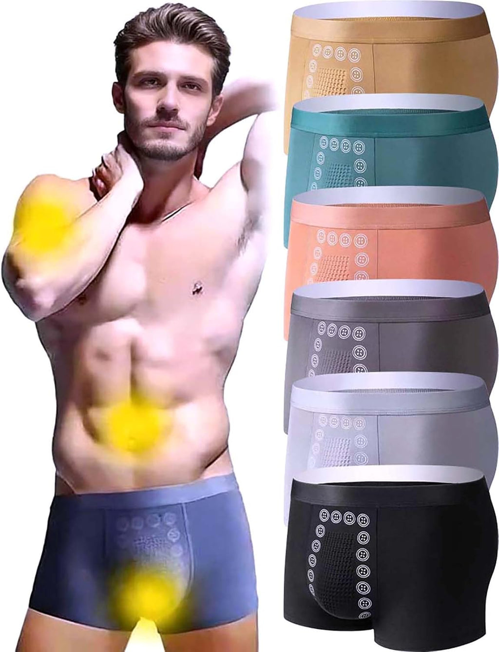 6 Pcs Men's Energetic Massage Magnetic Therapy Underwears Ice Boxer Pro Underwear