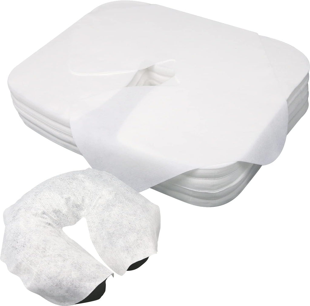 200 Count Disposable Face Cradle Covers–Medical-Grade Cotton, SPA Face Rest Covers Headrest Covers for Massage Tables Massage Chairs 14.17 x 10.6 inches/ 36 x 27 cm