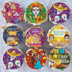 36PCS Edible Dia De Los Muertos Cupcake Toppers Wafer Paper Day of The Dead Cupcake Picks Skeleton Sugar Skul Cupcake Toppers for Mexican Fiesta Theme Party Decor Supplies (Dia De Los 2)
