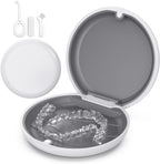 Retainer Case, Slim Aligner Case Compatible with Invisalign, Cute Retainer Box with Silicone Pad, White