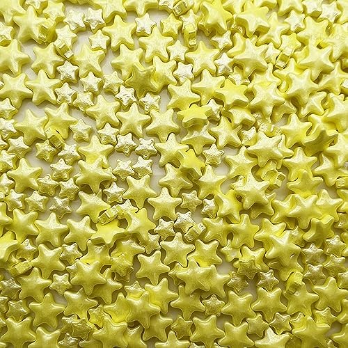 SE Si&Moos Yellow Star Sprinkles for Cake Decorating Star Cake Decorations Large and Small Edible Yellow Stars, Shower Party Birthday Halloween Christmas Supplies 3 OZ with Tweezers