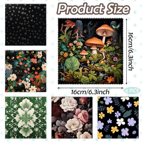 6 PCS Glasses Cleaning Cloth Eyeglass Lens Microfiber Cleaning Cloth Reusable Phone Screens Camera Cute Aesthetic Women Girls(6.3"x6.3")-Green Black