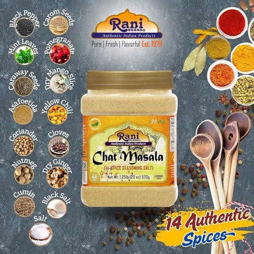 Rani Chat Masala (14 Spice Seasoning Salt) Tangy Indian Seasoning 20oz (1.25lbs) 570g PET Jar ~ All Natural | No MSG | Vegan | No Colors | Gluten Friendly | NON-GMO | Kosher | Indian Origin