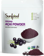 Sunfood Superfoods Organic Acai Powder - Acai Powder Organic, Acai Powder for Smoothie Bowles, Dried Acai Berry Mix with Antioxidants & Vitamin C, 100% Pure, USDA Organic, Non GMO - 4 Oz Bag
