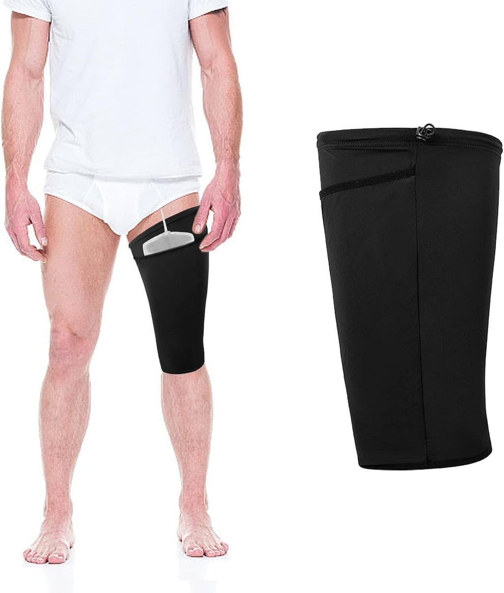 Catheter Leg Bag Holder, Catheter Sleeve Urine Leg Bag Fix Catheter Sleeves, Foley Catheter Bag Holder Leg Strap, Urinary Drainage Bag Cover for Men & Women, Patented Product, M