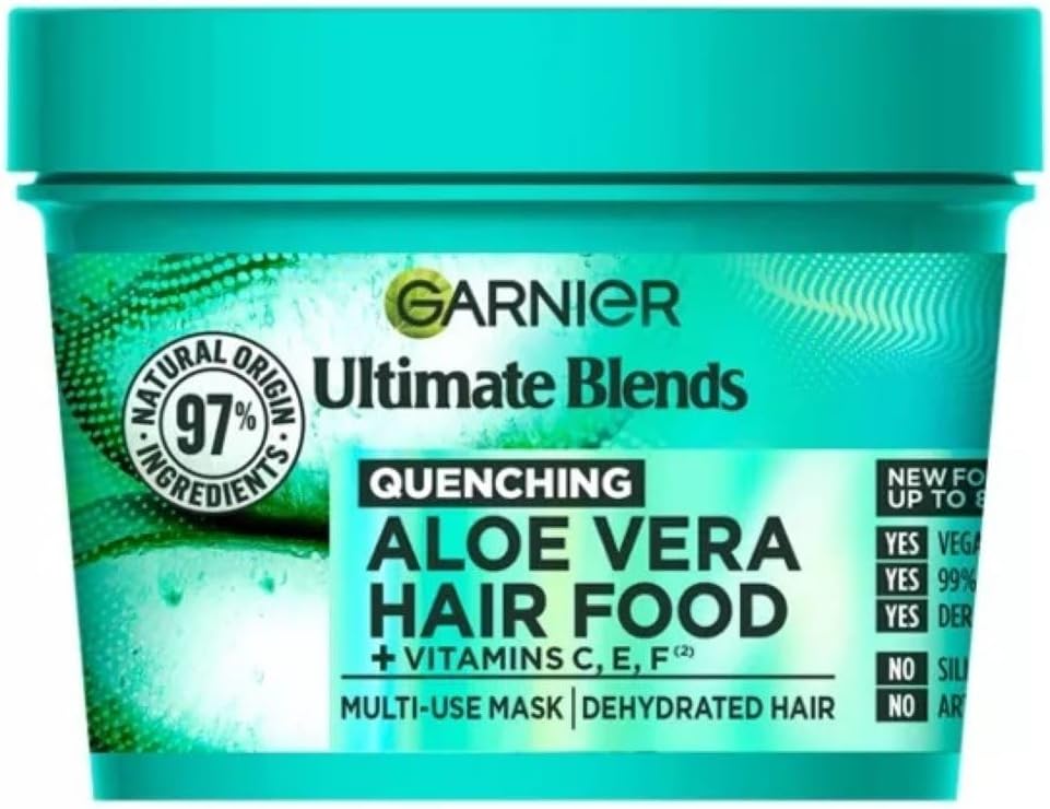Garnier Fructis Aloe Vera+ Hair food - 100h Moisture Multi-UseMask, For Dry Hair & Scalp - Aloe Vera + Vitamins C, E, F - Cruelty Free International & Vegan - 400ml