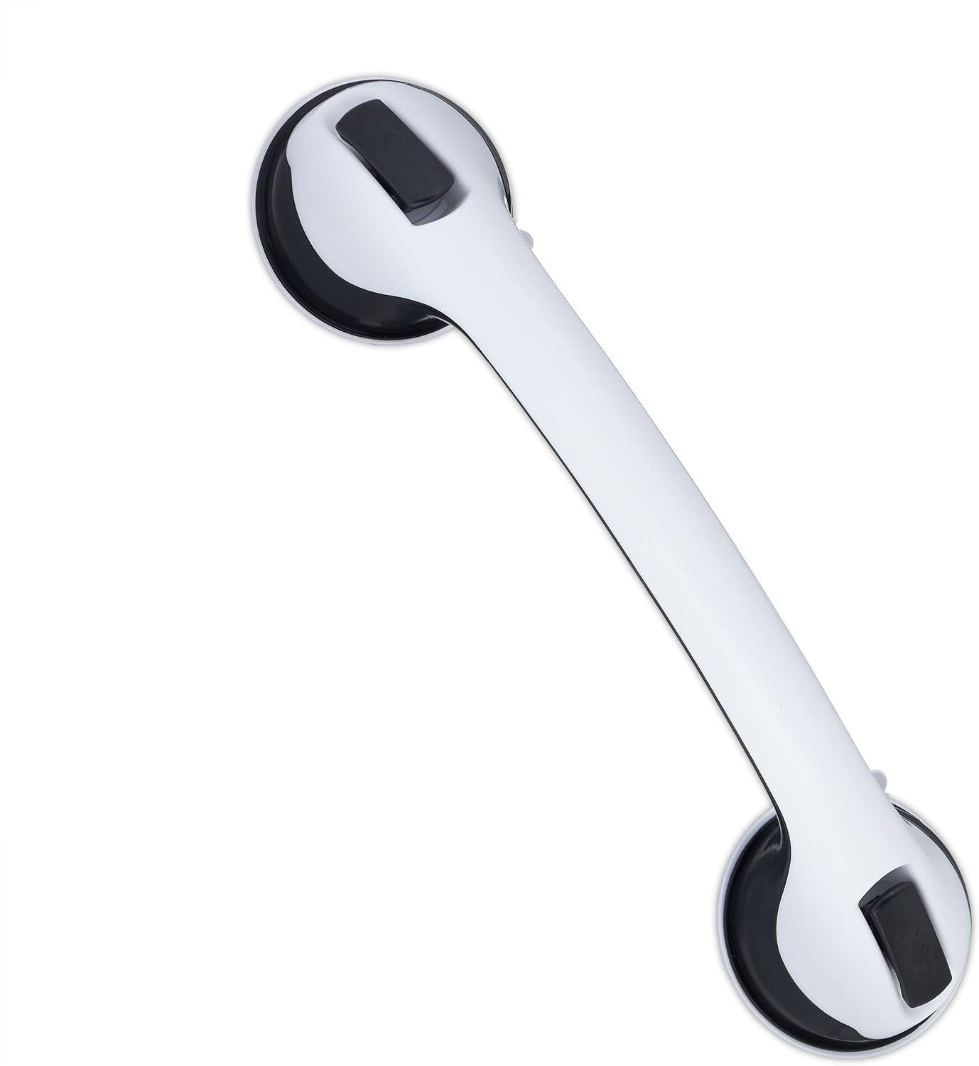 Relaxdays Suction Grab Handle, Shower & Bath, Max. Load 70 kg, for The Elderly, Disability Aid, 30x10x8.5cm, White/Black, 80% Plastic 20% Rubber, 30 x 10 x 8.5 cm