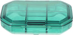 Beaupretty Mini Weekly Pill Organizer Box 7-Day Small Daily Medicine Organizer Container with 6 Compartments, Green Travel Portable Pill Case for Supplements and Medication