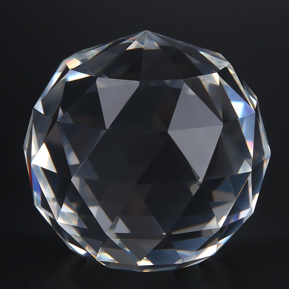 Clear Glass Crystal Ball, 60/80mm Clear Cut Crystal Prisms Glass Ball, Prism Suncatcher, Home Decoration Hotel Decor Hardware Fittings, 6cmM/2.36in