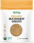 Quay Naturals Organic Buckwheat Groats 1.5 lb | Gluten-Free Ancient Grain Alternative | Non-GMO, Whole Buckwheat Groats, Vegan | Ideal for Hot Cereal, Porridge, Salads & Baking