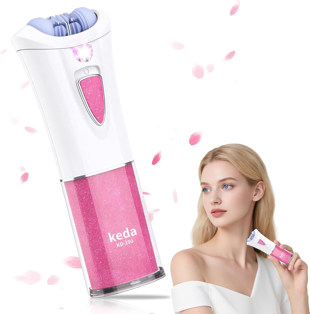 Skin Epilator, 2025 New Skin Hair Remover for Face, Facial Hair Removal for Women with LED Light, Cordless Epilators Hair Removal for Facial, Arms, Legs and Bikini (Pink)