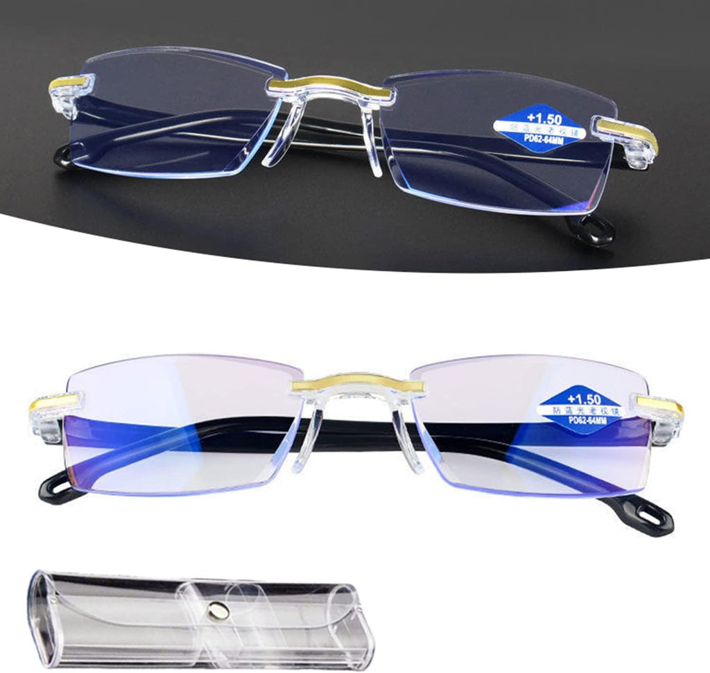 Color Glint Sapphire High Hardness Anti-blue Progressive Far And Near Dual-Use Reading Glasses