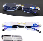 Color Glint Sapphire High Hardness Anti-blue Progressive Far And Near Dual-Use Reading Glasses