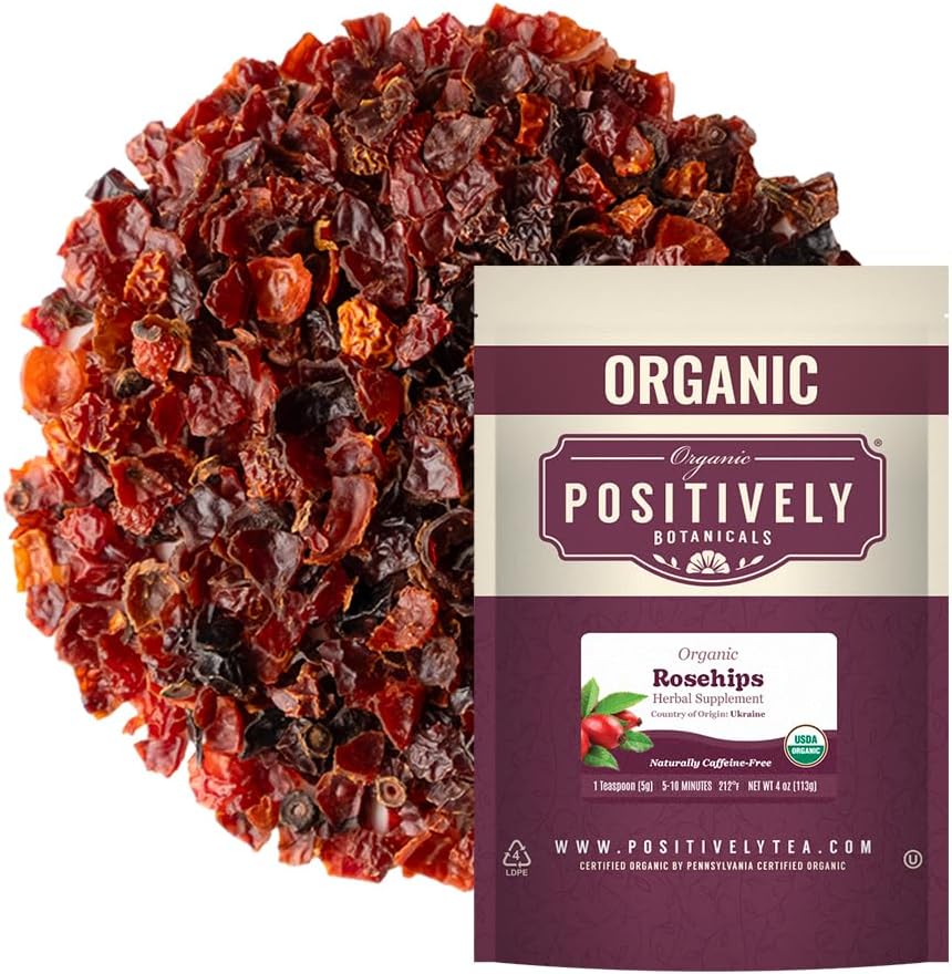 Organic Positively Botanicals Company, Rosehips, Herbal Tea Loose Leaf Botanical, 4 Ounce
