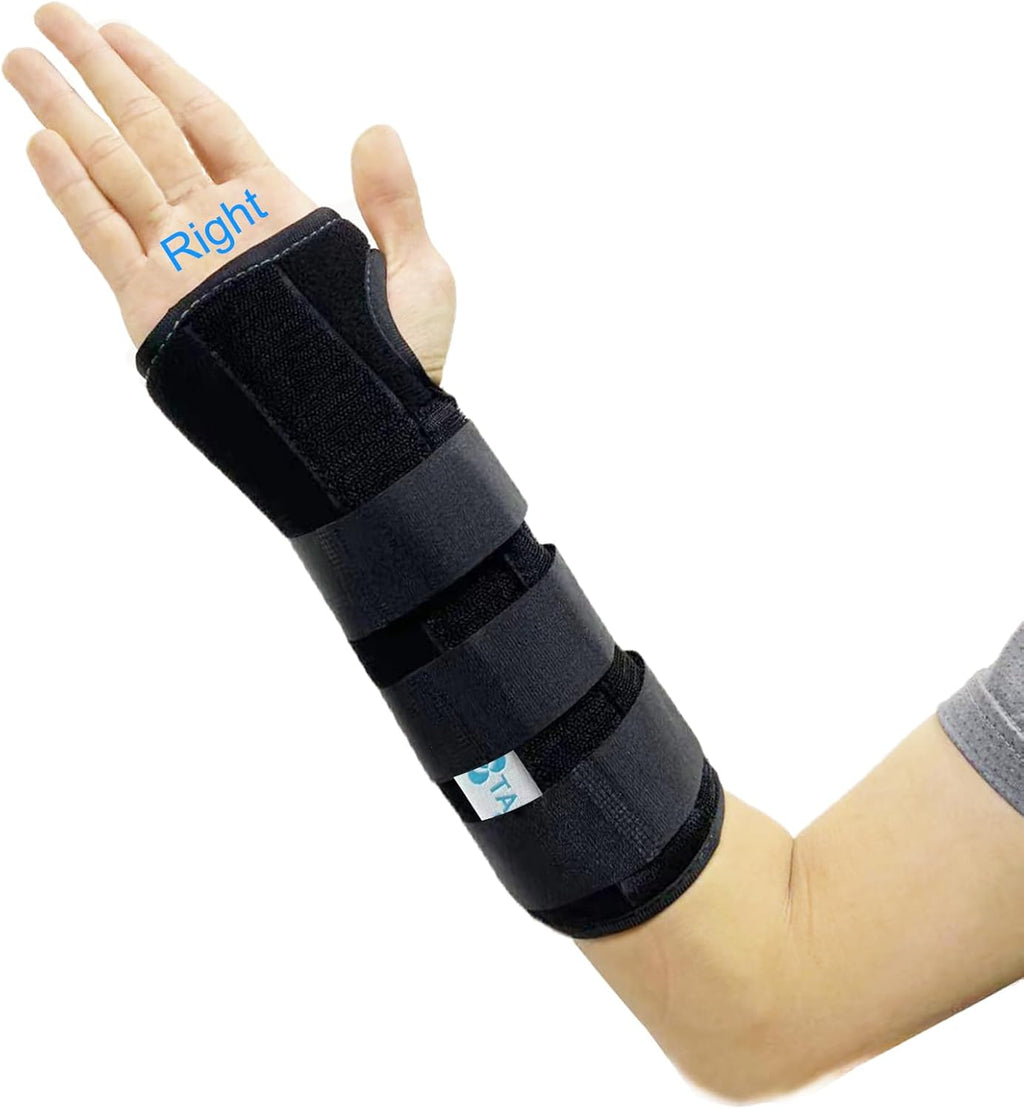 Unisex Forearm and Wrist Support Splint Brace Double Fixation Wrist Brace for Carpal Tunnel, Adjustable Night Time Forearm Immobilizer Brace Splints,9.8 inch (25cm) length(RH/S)