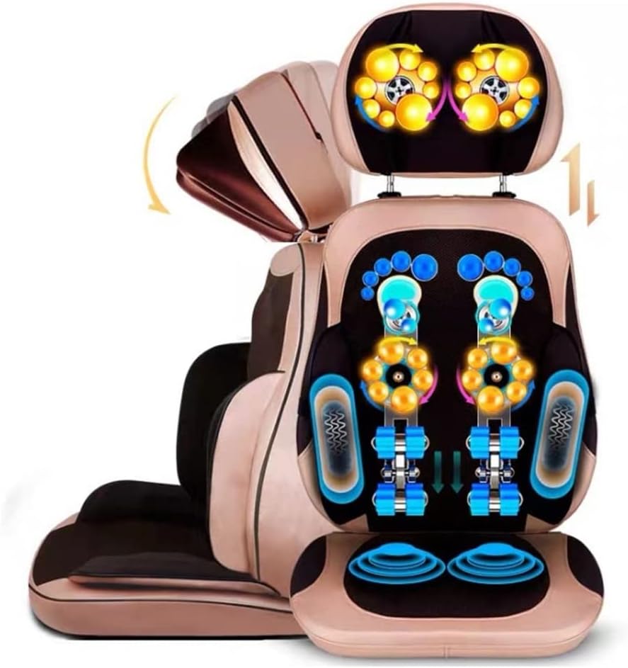Shiatsu Neck & Back Massager with Heat, Deep Tissue Kneading Massage Chair Pad, Full Body Muscle Pain Relief Massager, Massage Seat Cushion Pad for Home Office (Brown)