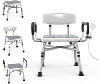 Heavy Duty Shower Chair for Inside Shower and Tub with Reinforced X-Bar, Padded Arms and Backrest, Height Adjustable, Ideal Shower Chair for Elderly and Disabled