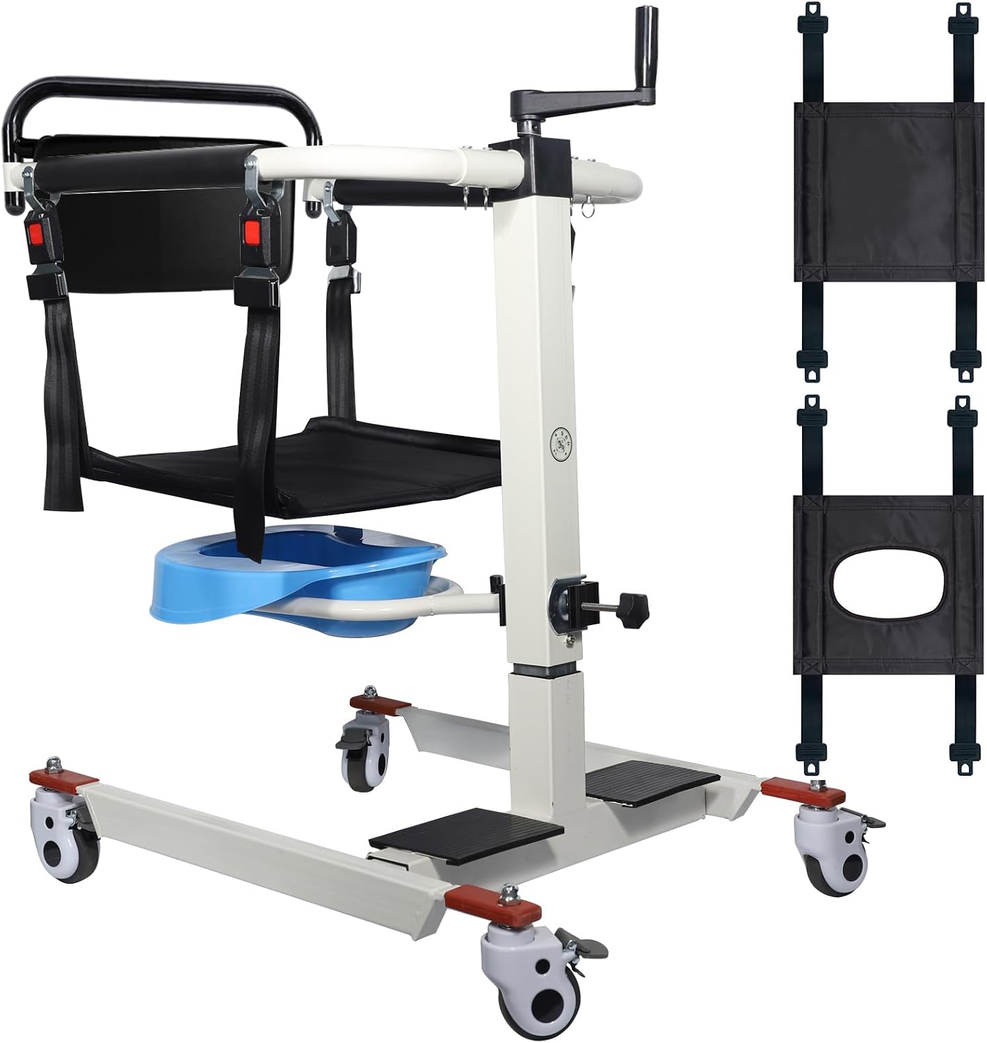 Patient Lift Transfer Chair for Home Portable Wheelchair Lift for Car & Toilets, Bedside Commode Toilets Seat, Transfer Aid for Elderly Height Adjustable (Upgrade with Bedpan)