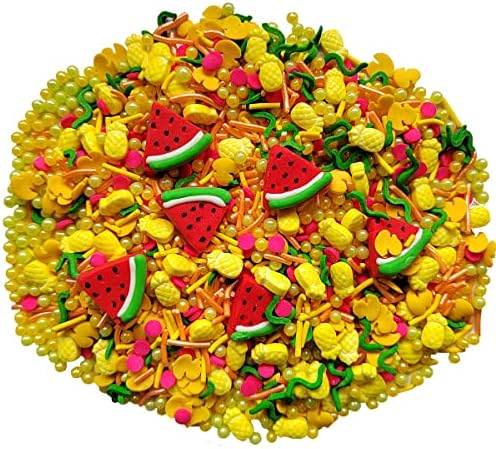 Homankit Edible Summer Sprinkles Watermelon Pineapple Fruits Sprinkle Candy Baking Cake Cupcake Toppers Cookie Dessert Decorations Birthday Party Supplies with 6 Pieces Watermelons