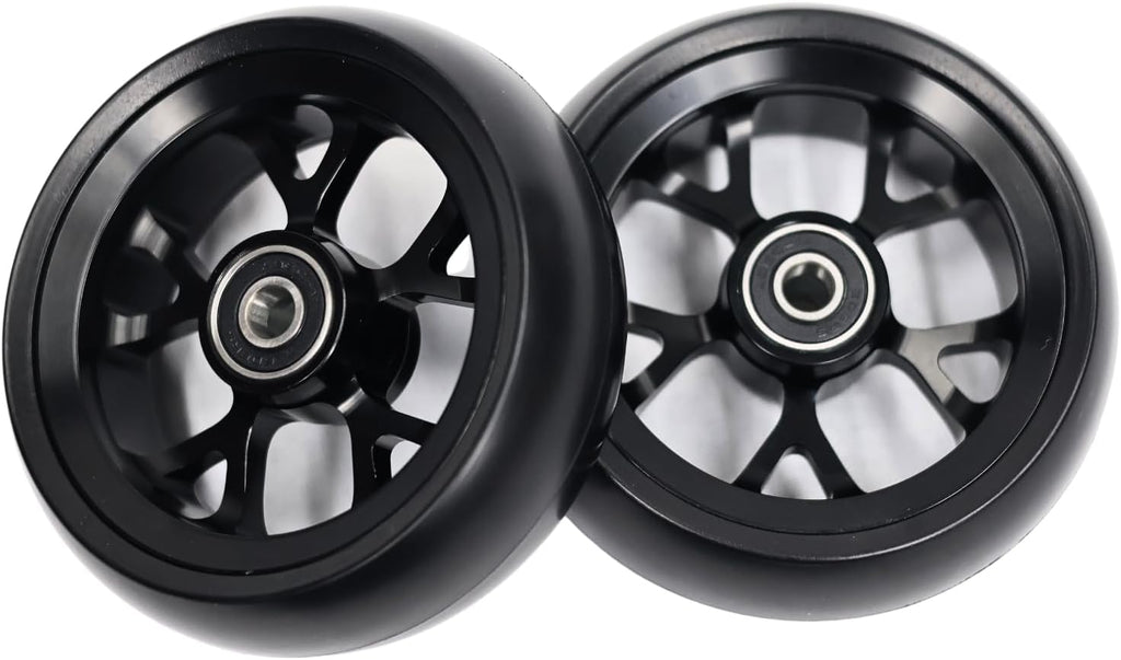 4"Wheelchair Replacement Casters (Pair) – Heavy-Duty Aluminum + PU Wheels, φ8/26mm Bearings, 1.3" Width – Smoother Roll & Better Stability (Black, 4")