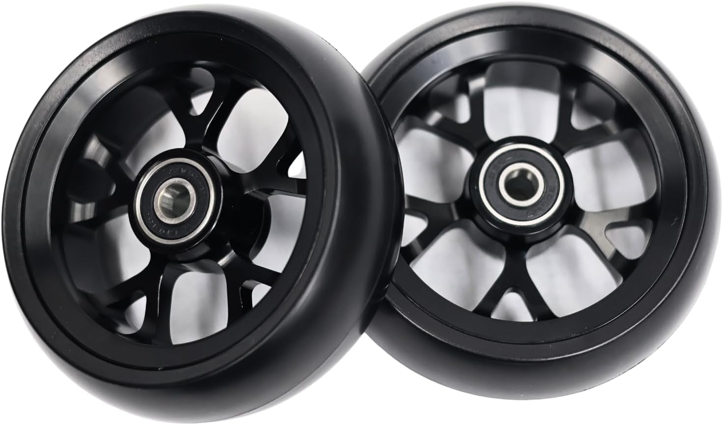4"Wheelchair Replacement Casters (Pair) – Heavy-Duty Aluminum + PU Wheels, φ8/26mm Bearings, 1.3" Width – Smoother Roll & Better Stability (Black, 4")