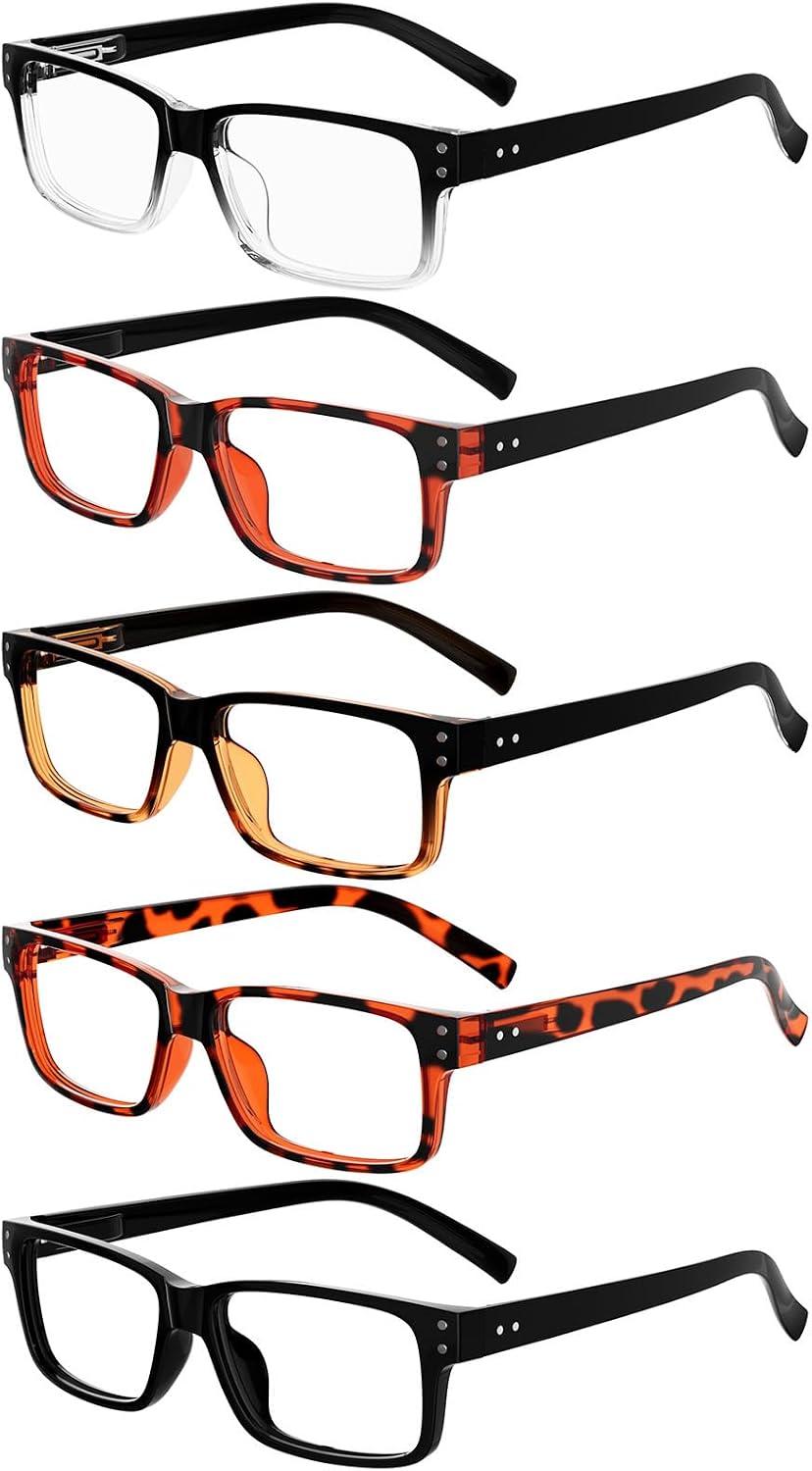 Eyekepper Vintage Reading Glasses for Men - 5 Pack Spring Hinges Classic Readers +2.50