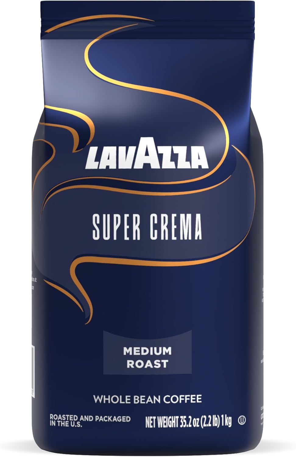 Lavazza Super Crema Whole Bean Coffee, Medium Espresso Roast, Arabica and Robusta Blend, 2.2 lb Bag, Package May Vary (Pack of 1)