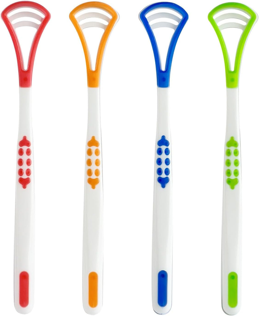 4-Pack Tongue Scraper Oral Care Kits – Plastic Dual-sided Tongue Brushes for Reducing Bad Breath, Includes Comfort Grip Handle, Ideal for Adults and Kids Healthy Oral Hygiene Tools