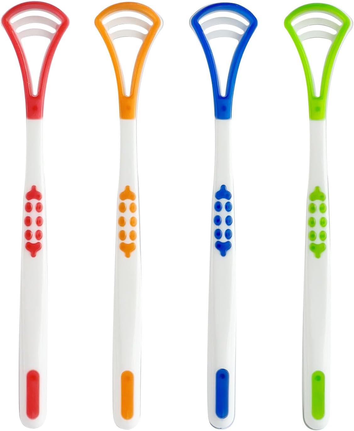 4-Pack Tongue Scraper Oral Care Kits – Plastic Dual-sided Tongue Brushes for Reducing Bad Breath, Includes Comfort Grip Handle, Ideal for Adults and Kids Healthy Oral Hygiene Tools