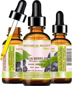 Botanical Beauty ACAI BERRY OIL 100% Pure Natural Virgin Unrefined Cold Pressed Carrier Oil. 0.5 Fl Oz 15 ml for Face, Skin, Hair, Lip, Nails. Rich in Vitamin E
