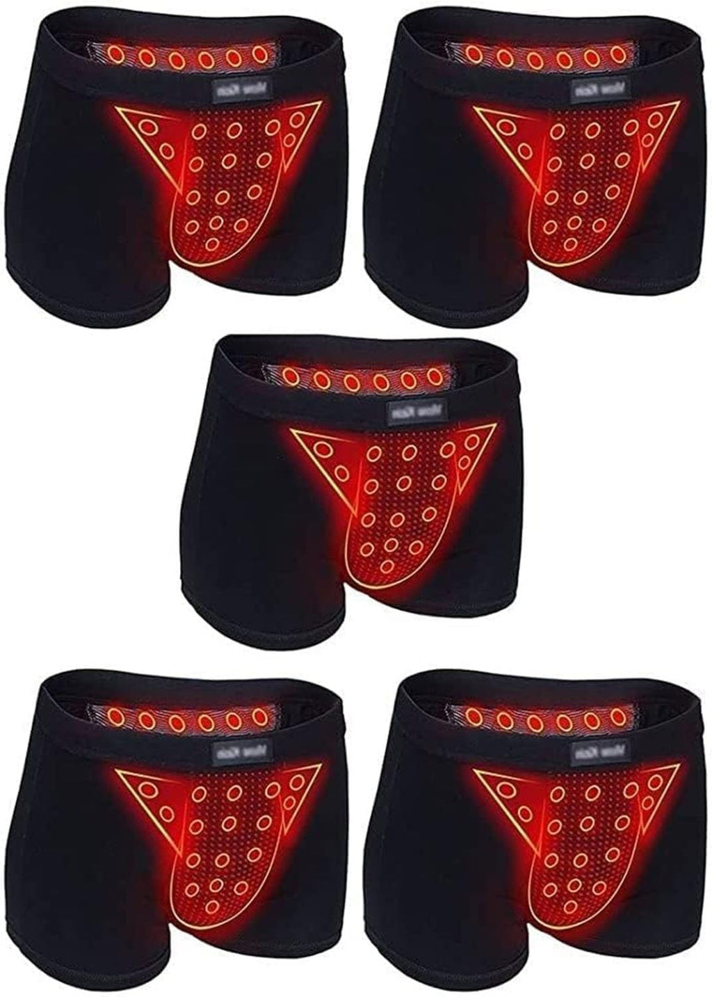 Men's Underwear Magnetic Therapy Boxer Briefs 5-Packs Enlargement Underwear Tourmaline Prostate Therapy Panties