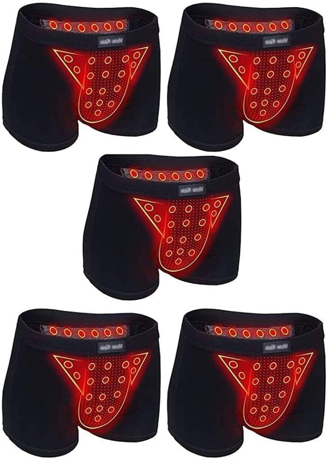 Men's Underwear Magnetic Therapy Boxer Briefs 5-Packs Enlargement Underwear Tourmaline Prostate Therapy Panties