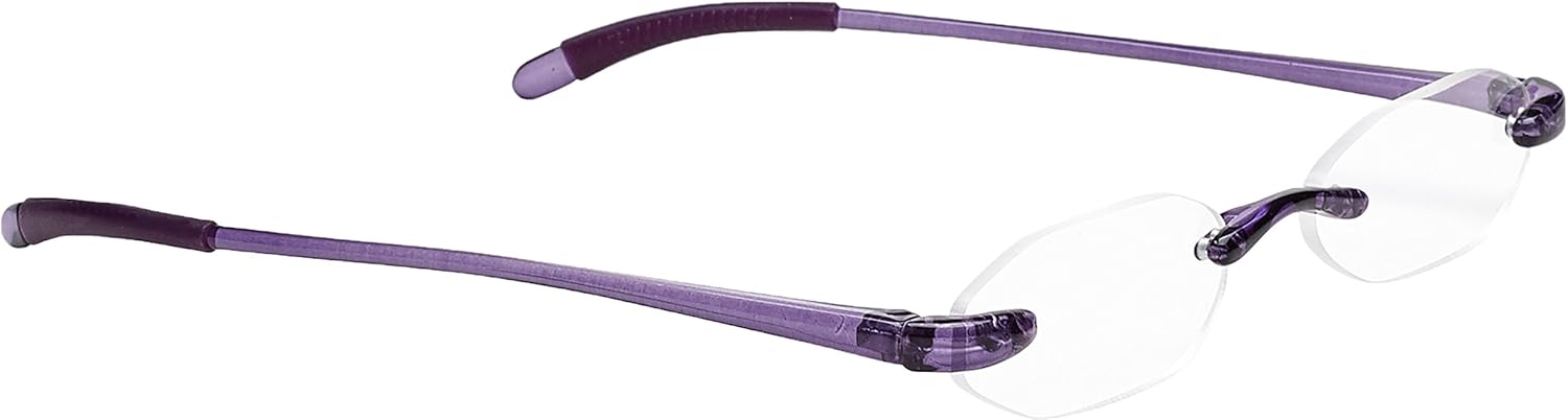 Select-A-Vision Flexi Lights Rimless Round Unisex Readers, Purple, +1.75