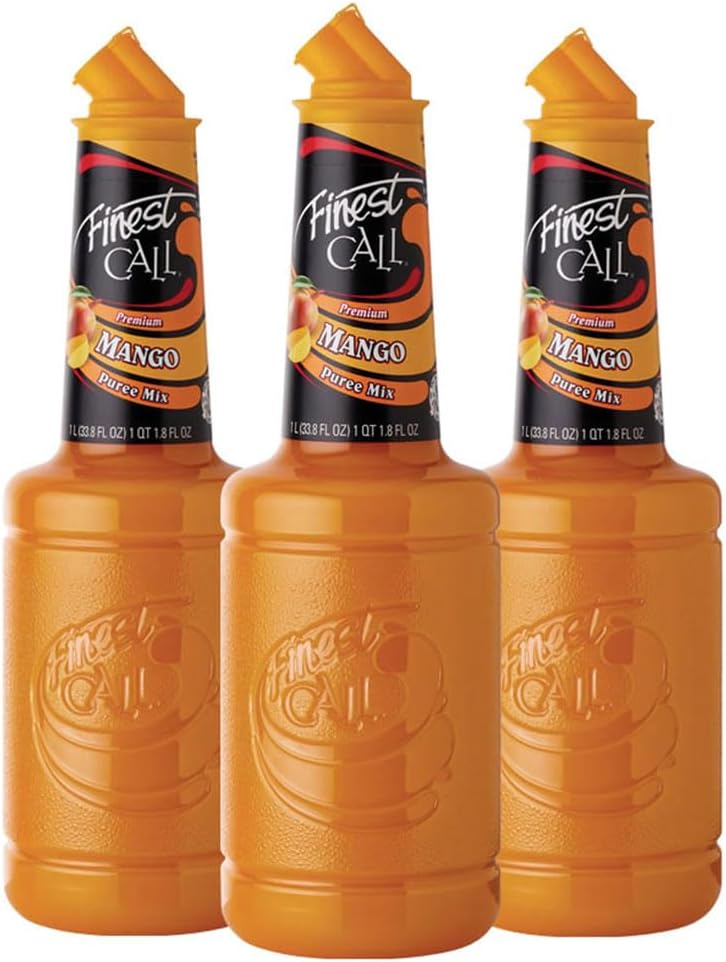 Finest Call Premium Mango Fruit Puree Drink Mix, 1 Liter Bottle (33.8 Fl Oz), Pack of 3