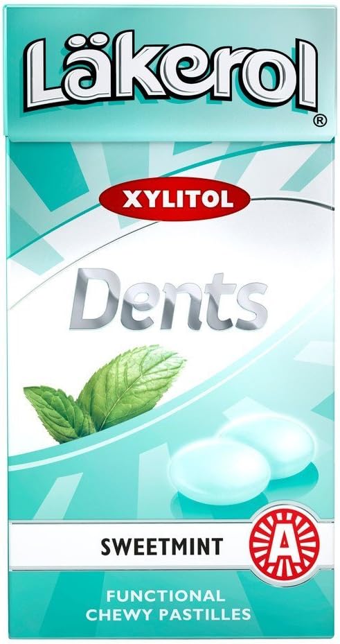 24 Boxes x 36g of Läkerol Dents Sweetmint - Original - Swedish - Sugar Free - Xylitol - Pastilles - Lozenges - Dragees - Drops - Candies - Sweets
