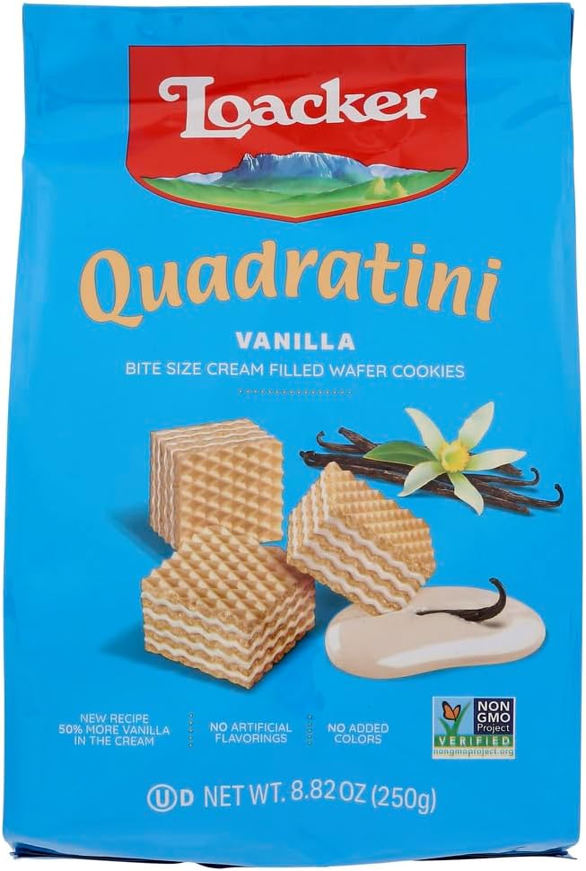 Loacker Quadratini, Vanilla Wafer Cookie, 8.8 Ounce Pack