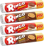 Pavesi Ringo Sandwich Cookies Filled with Chocolate Cream and with Vanilla Cream - 5.82 Ounces (165g) Tubes (Pack of 2 for Each Cream Filling) [Italian Import ]